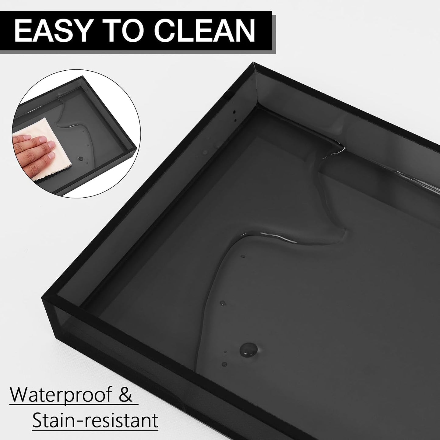 Acrylic Tray 5mm Thicken for Vanity Makeup / Gray / 12 x 6 x 1.2