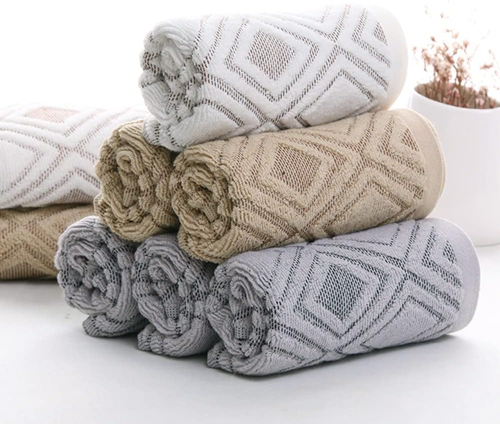 Hand Towels Set of 4 Diamond Pattern 100% Cotton Absorbent Soft Decorative Towel for Bathroom (Gray)
