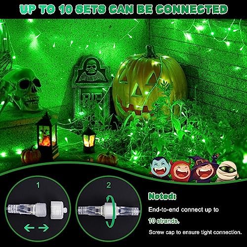 JMEXSUSS 2 Pack 100 LED Red Green Halloween Lights Indoor Outdoor