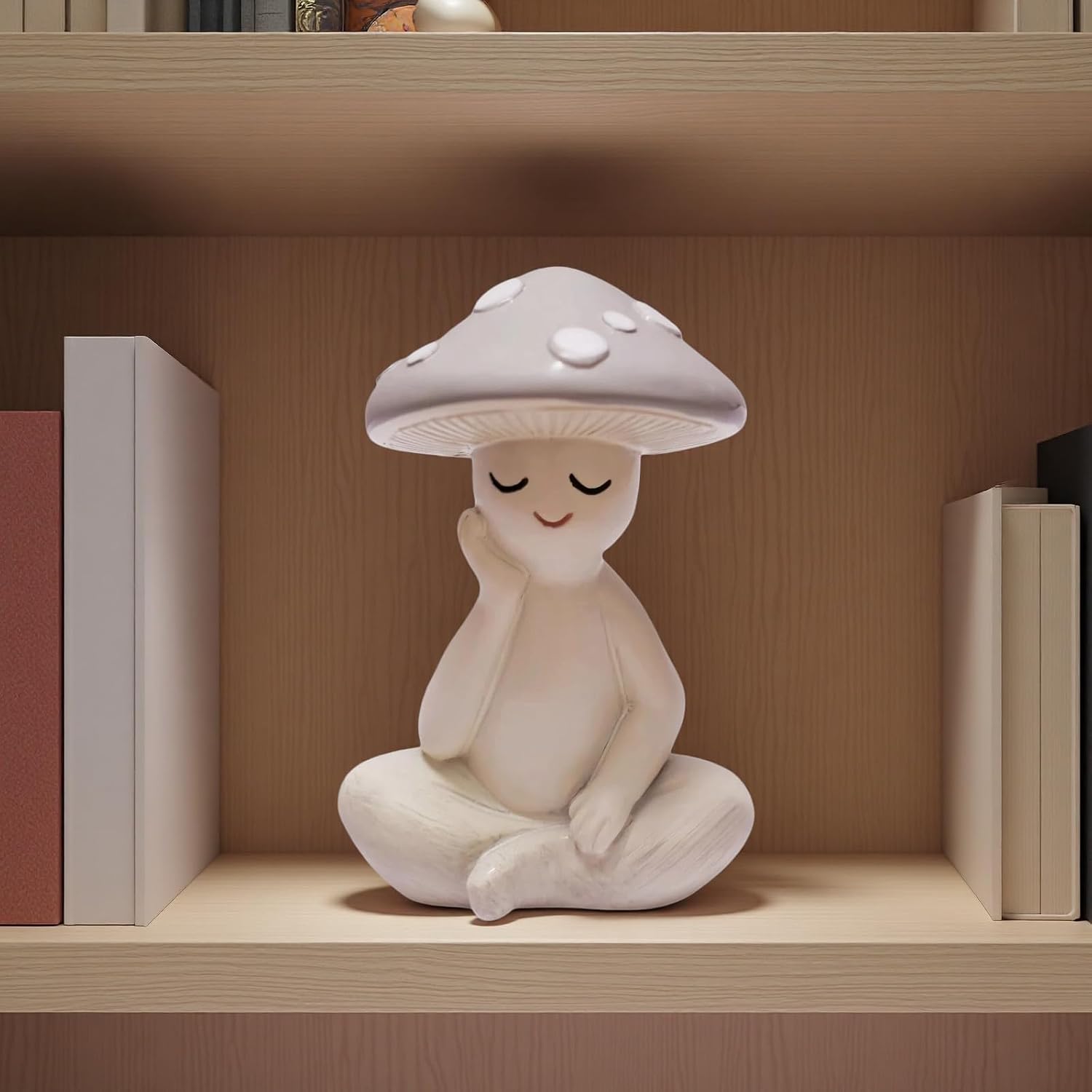 Mushroom Statue / Resin Mushroom Figurine / White