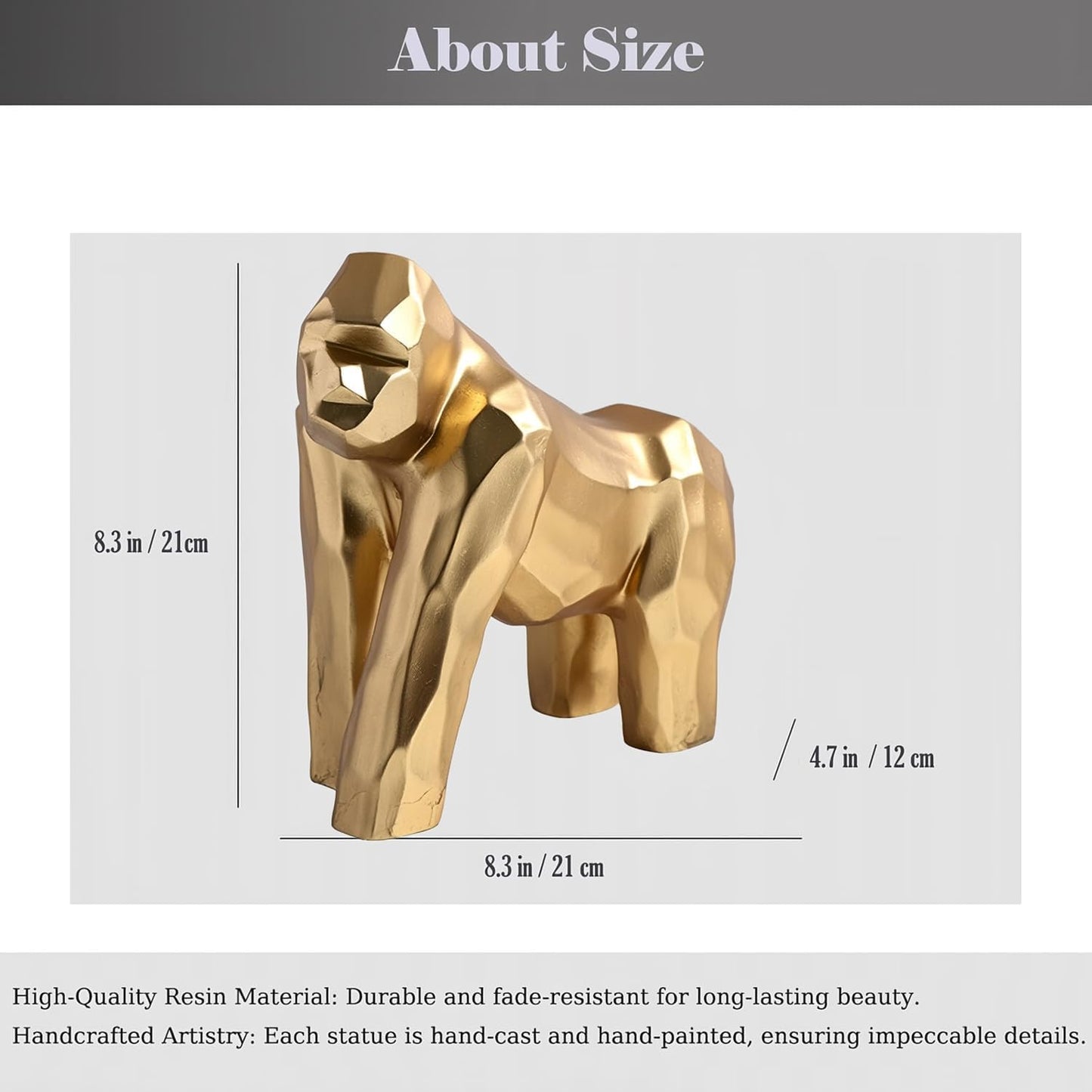 Golden Gorilla Statue / Abstract Art Resin Sculpture