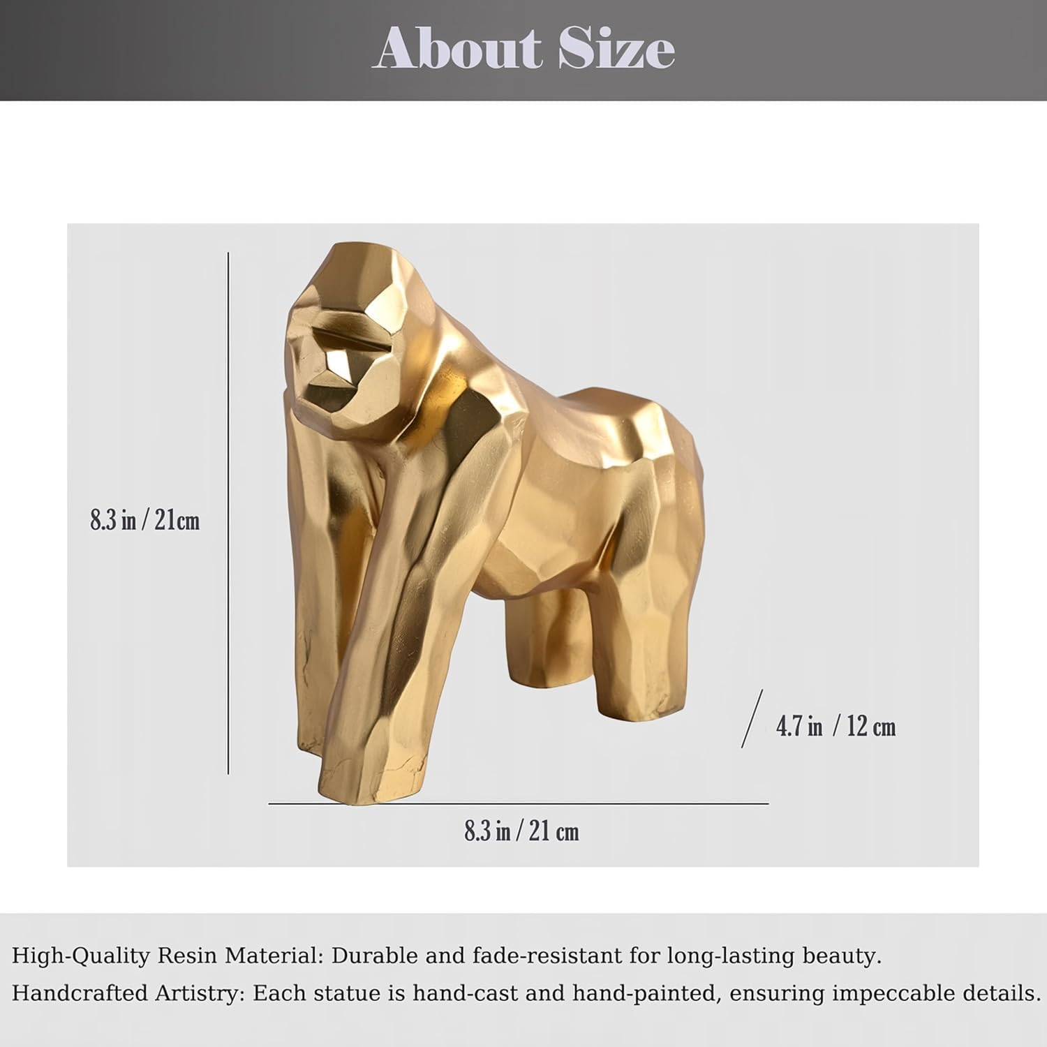 Golden Gorilla Statue / Abstract Art Resin Sculpture