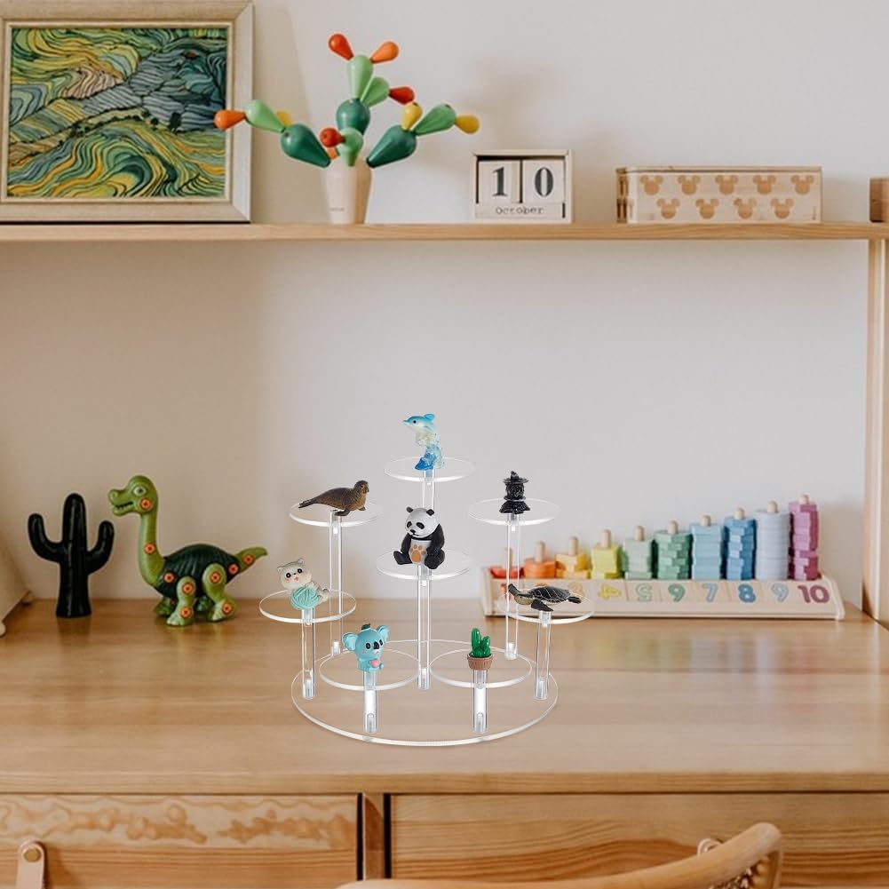 Acrylic Riser Display Shelf 8-Tier Risers Stand Multilevel Round Acrylic Stands Mini Figure / Clear