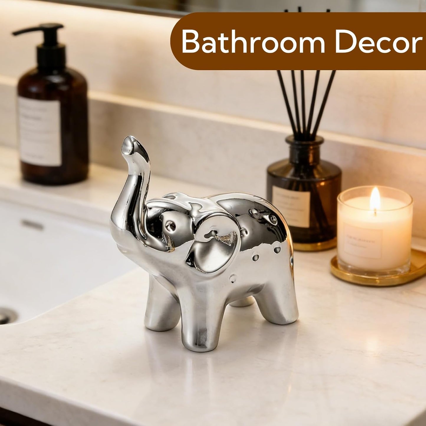 Modern Style Ceramic Elephants Figurine / Set of 4