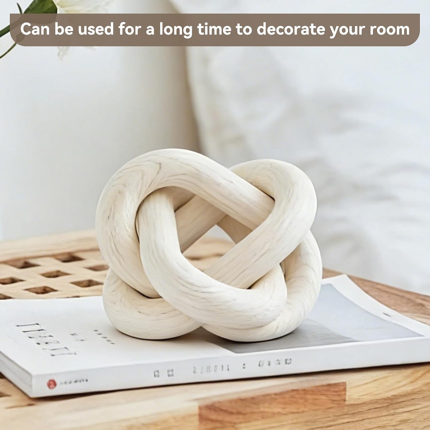 3 Link Decor Wood Knot Wooden Chain Link Decorations Hand Carved Decorative Wooden Knot for Coffee