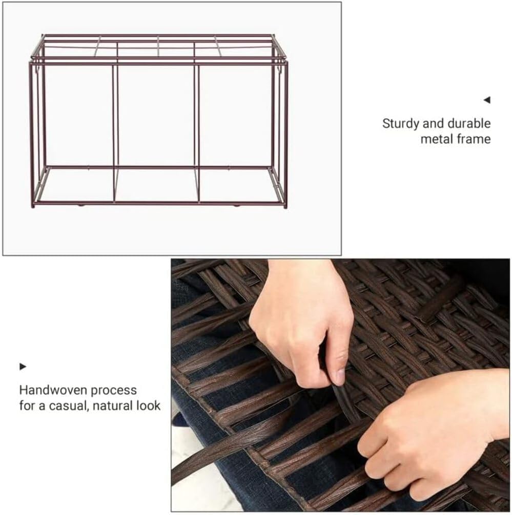 Metal Frame / Woven Blanket Storage Bin / 160 L / Brown