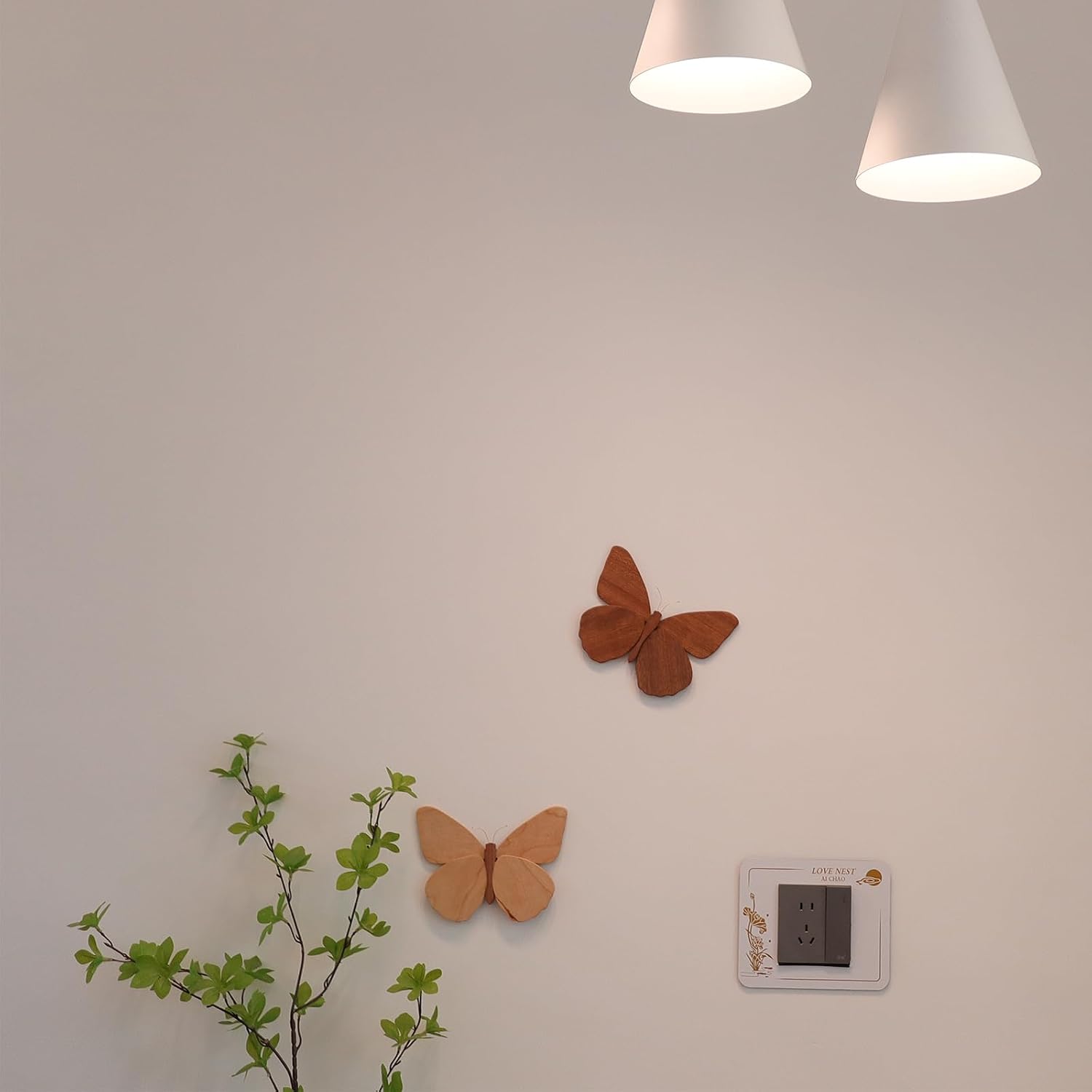 Handmade Wooden Butterfly Wall Art Hanging Decor Butterflies Wall Art Hanging / Brown / Set of 2