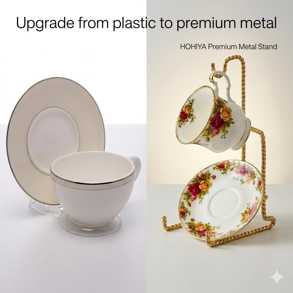 Gold Tea Cup Display Stand Metal Twist Wire Teacup / 6.5 Inch Gold Twist Wire / 6.5 Inch / Set of 6