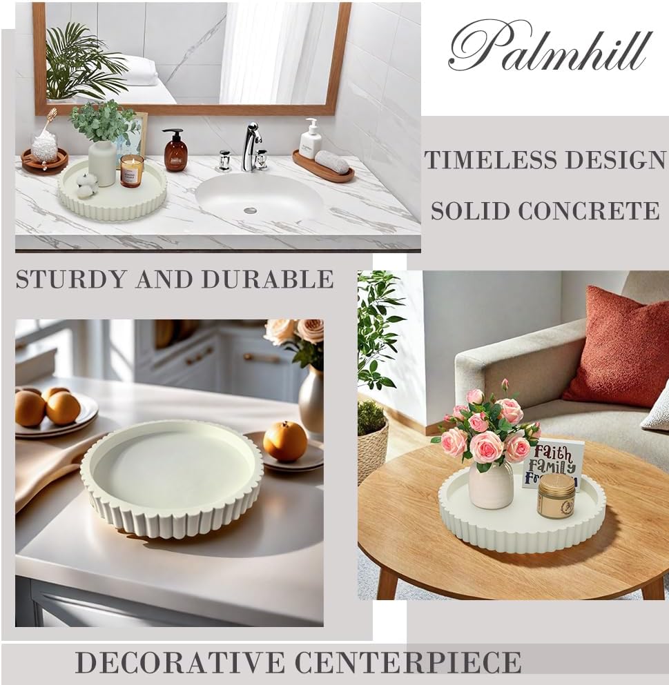 11" Round Scalloped Edge Tray / White