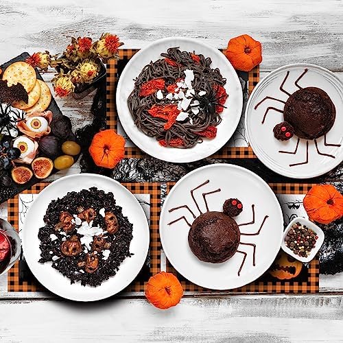 Honoson 100 Pcs Halloween Placemats Pumpkin Ghost Buffalo Plaid Paper 14x10