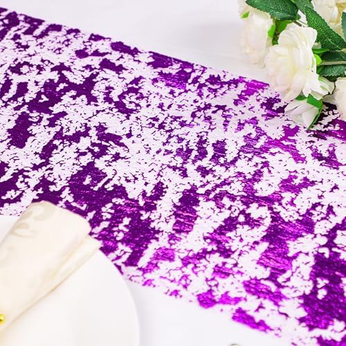 Snowkingdom 2 Pcs Purple Table Runner, Sequin Glitter Metallic Foil Thin Mesh Roll 108" Table Decorations Centerpieces for Party Wedding Bridal Shower Birthday Christmas Halloween