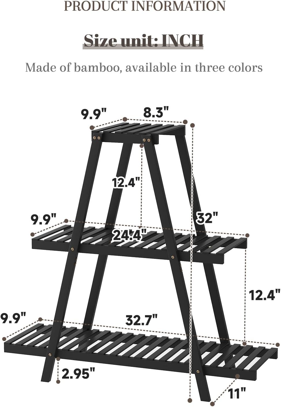 STDDRE Plant Stand For Indoor Outdoor Tiered Plant Shelf 3 Tier 8 Potted Bamboo Flower Holder Ladder Rack For Multiple