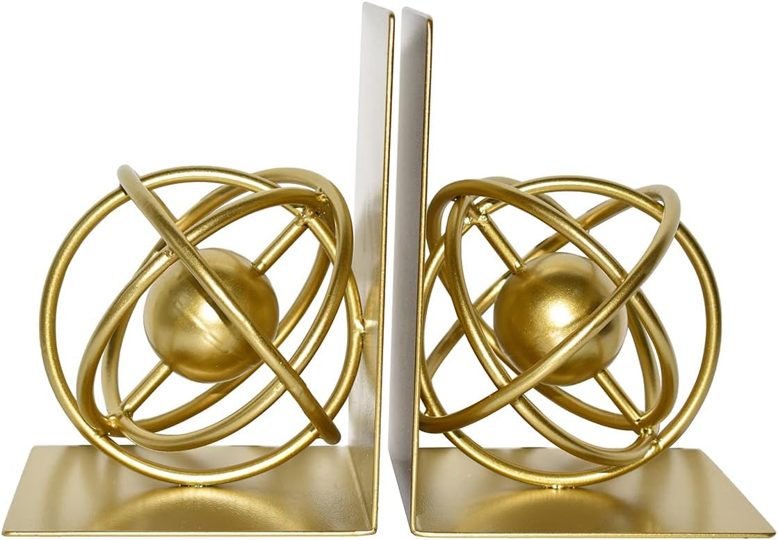 Modern Metal Unique Bookends / Round / Gold
