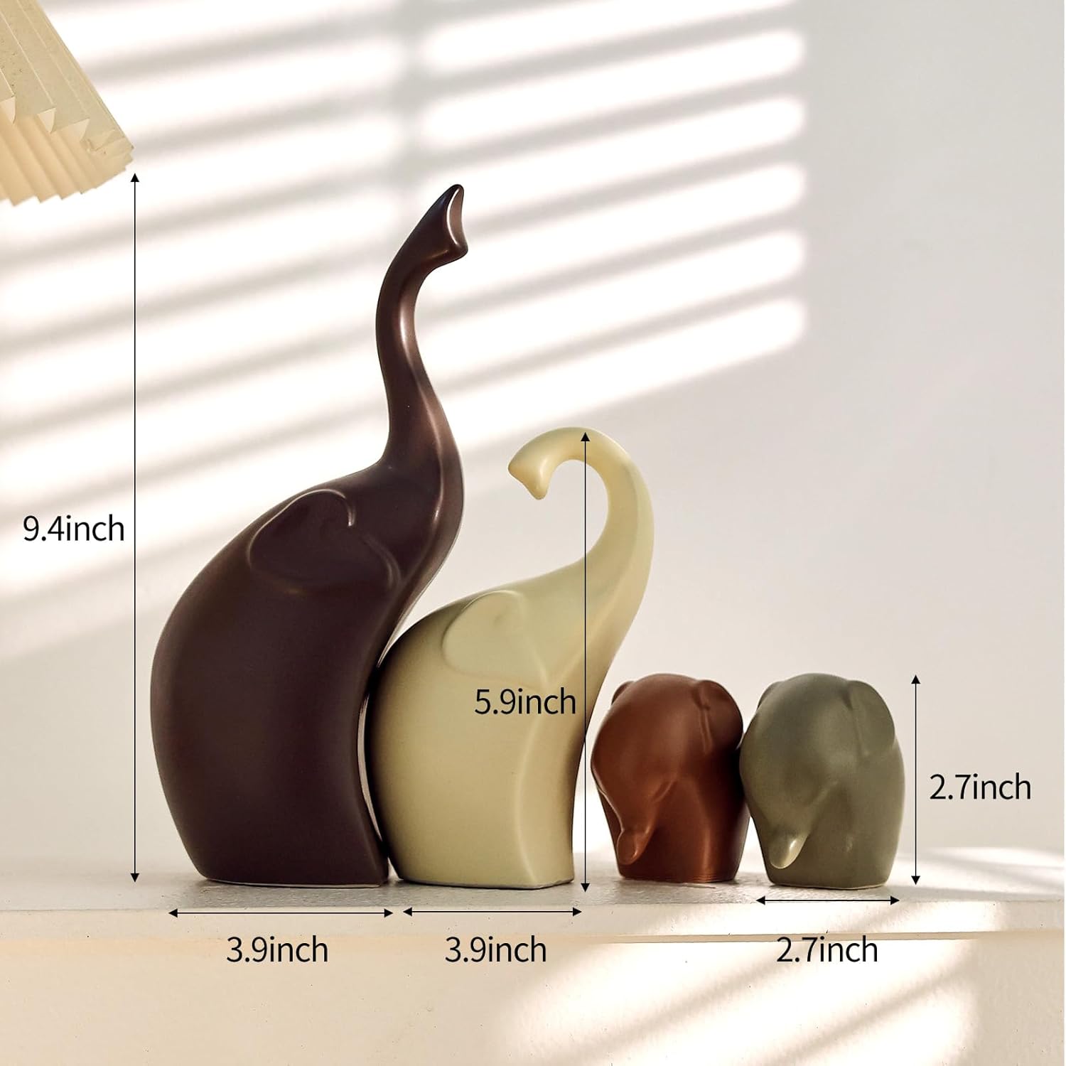 Ceramic Modern Art Elephant Statue Decorations / 4elephant / Set of 4