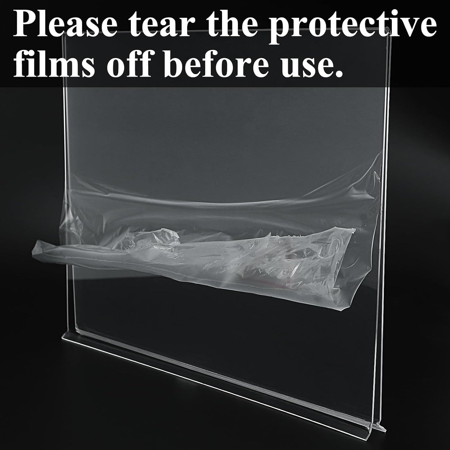 Acrylic Sign Holder 11x8.5 '' Horizontal T-Shaped Clear Double-Sided Table Menu Stands Plastic Picture Frames Display
