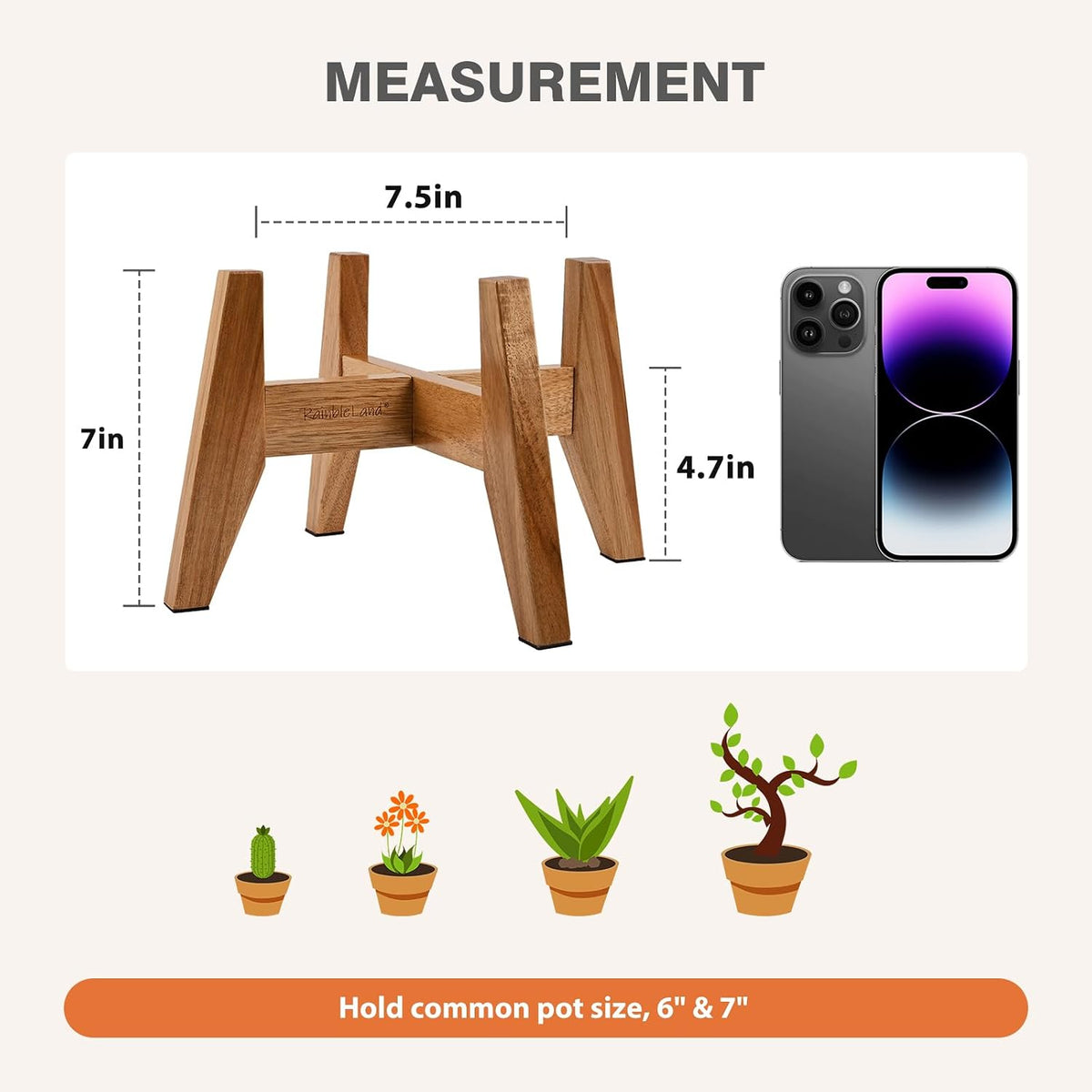 Wooden Plant Stand Indoor, Acacia Wood Mid Century Planter Stand, 2 Pack | 2 furniture-grade acacia wood plant stands