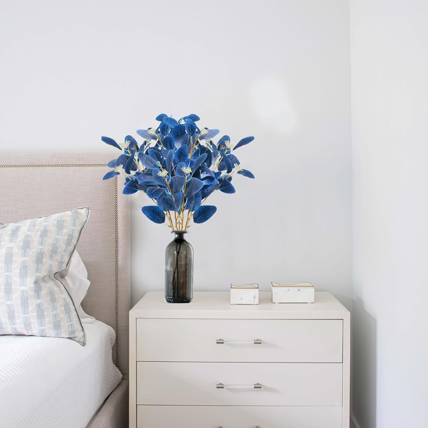 Faux Eucalyptus Stems Artificial Eucalyptus Leaves Spray Greenery Stems Branches / Blue / Set of 6