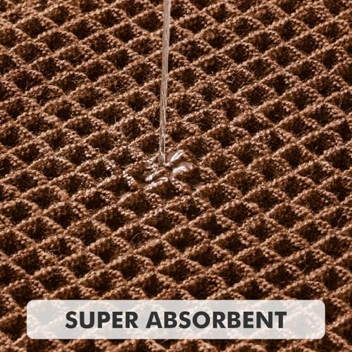 MIULEE Set of 2 Waffle Bathroom Rugs Boho Bath Mat Mocha 18x30 Inch
