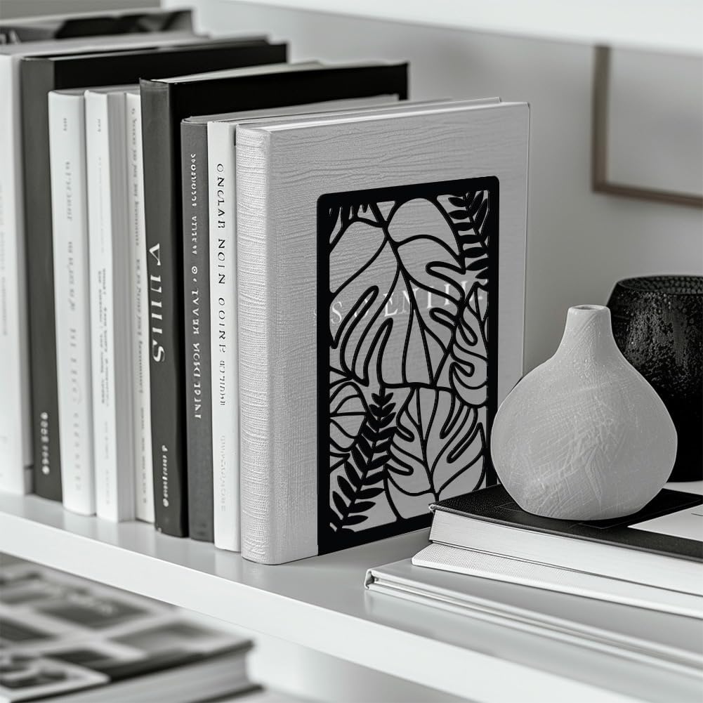 Metal Bookends / Tropical Monstera Deliciosa Leaves