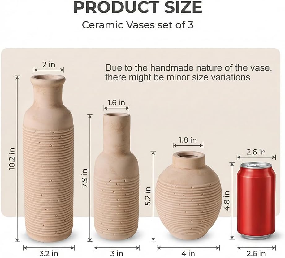 Rustic Farmhouse Vase / Retro1 / Set of 3