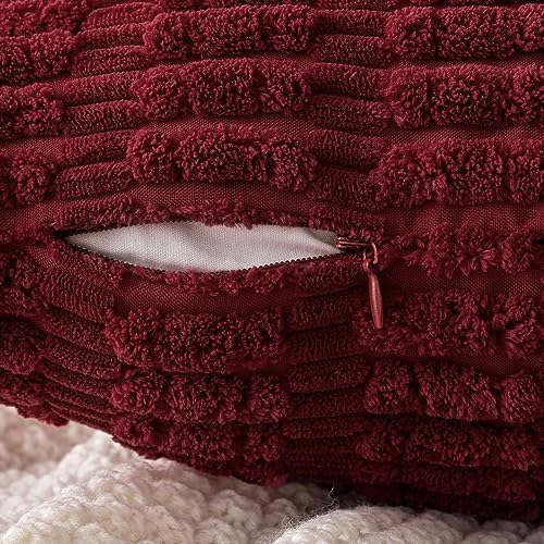 MIULEE Lumbar Corduroy Decorative Throw Pillow Covers 12x20 Burgundy