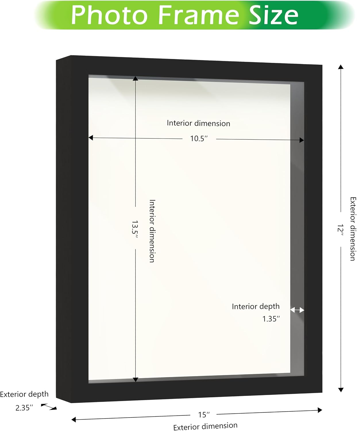 FrameWorks 11” x 14” Black Wooden Shadow Box Frame – Display Case with Soft Felt Back, Memory Box with Tempered Glass
