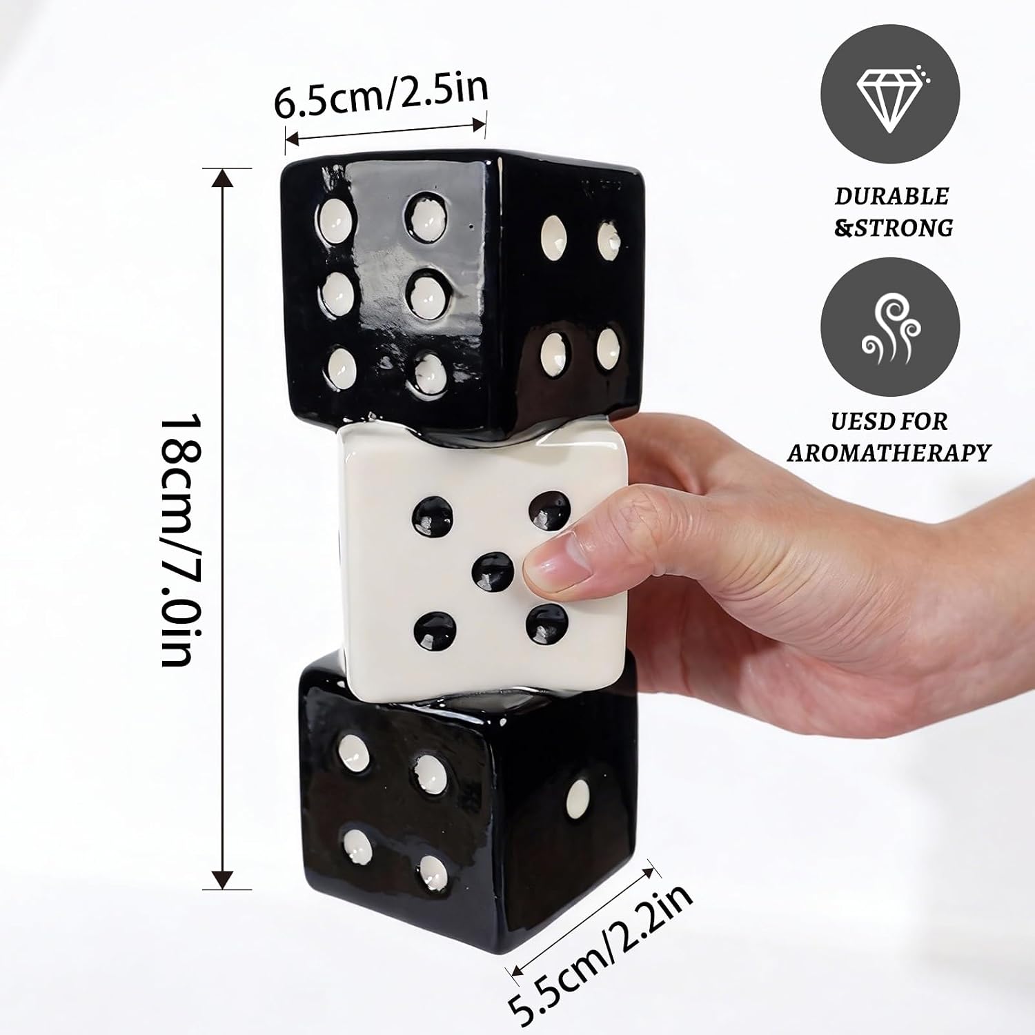 Triple Dice Ceramic Vase / Black and White Dice Vase