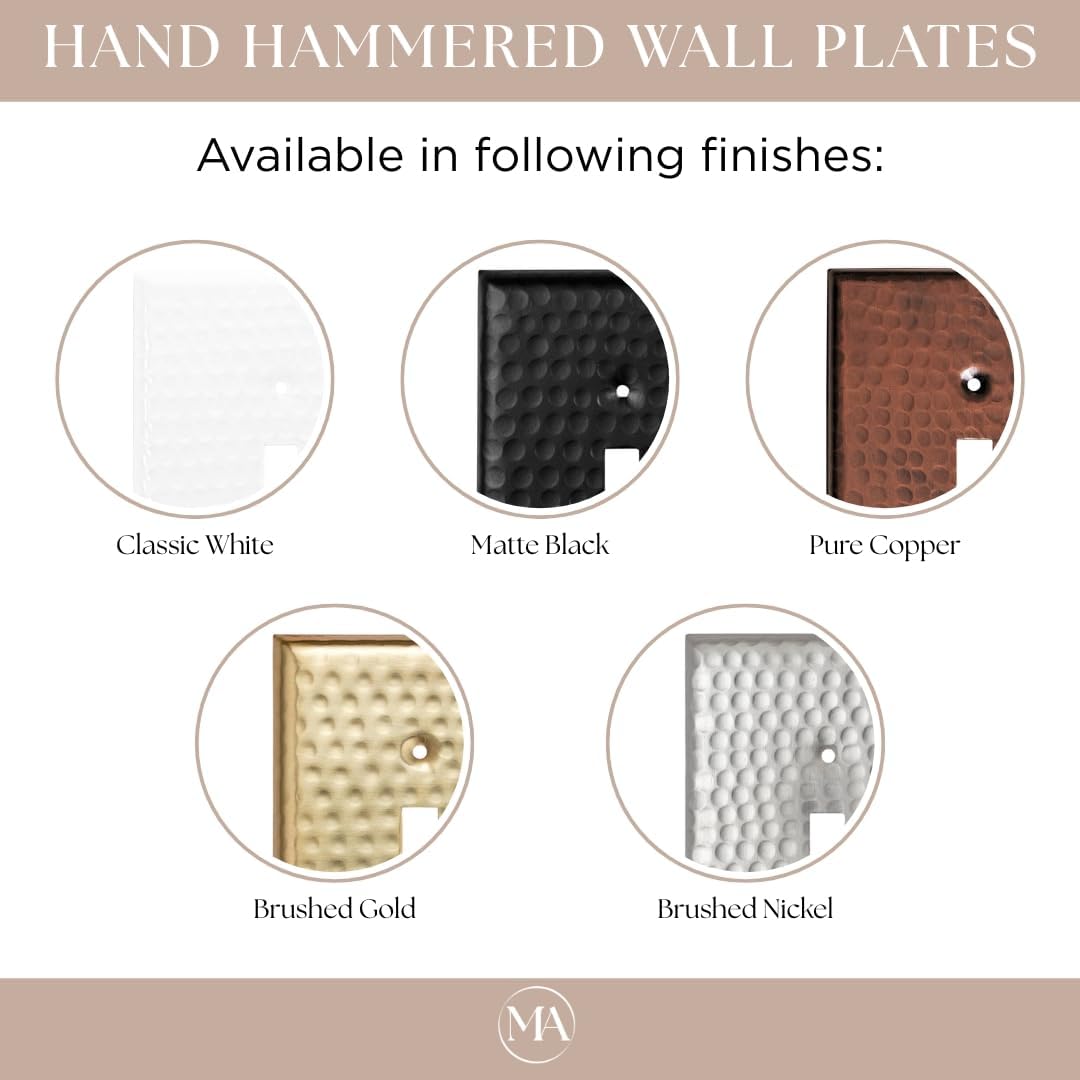 Monarch Abode Rocker Light Switch Cover Plate – 4-Gang Pure Copper Decorator Wall Plates, Hand Hammered Decorative