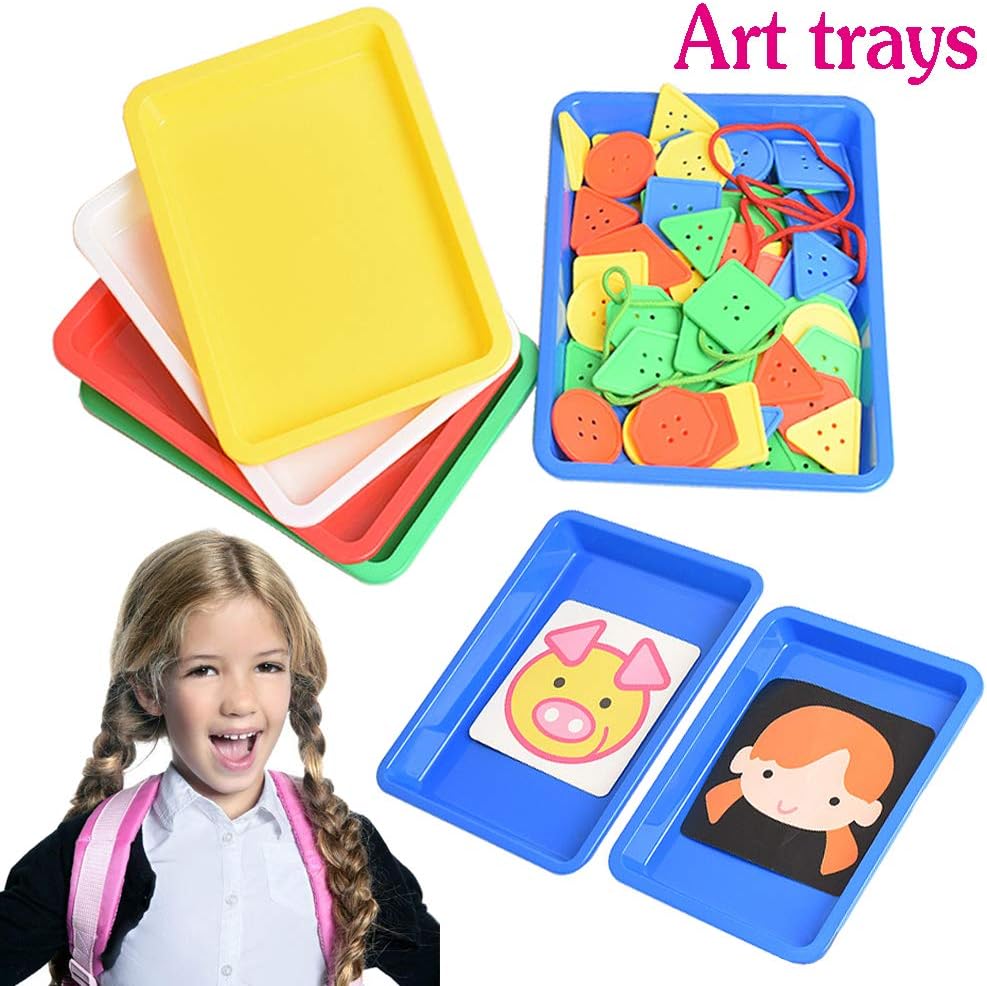 Plastic Art Trays for Adult Crafts / Multicolor / Set of 10