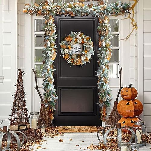 Fall Wreath Pumpkin Garland Thanksgiving Autumn Neutral Garlands Decoration