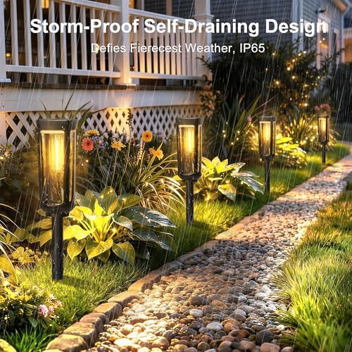 JEJOT Solar Pathway Lights Outdoor Waterproof, 12 Pack Solar Walkway Lights