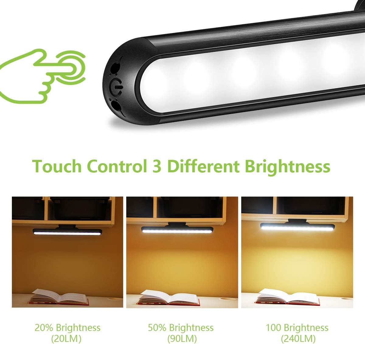 Wall Reading Light Stick on Bunk Bed Lamp Dimmable Touch Lights Magnetic Mounted Under Cabinet Lighting Rechargeable