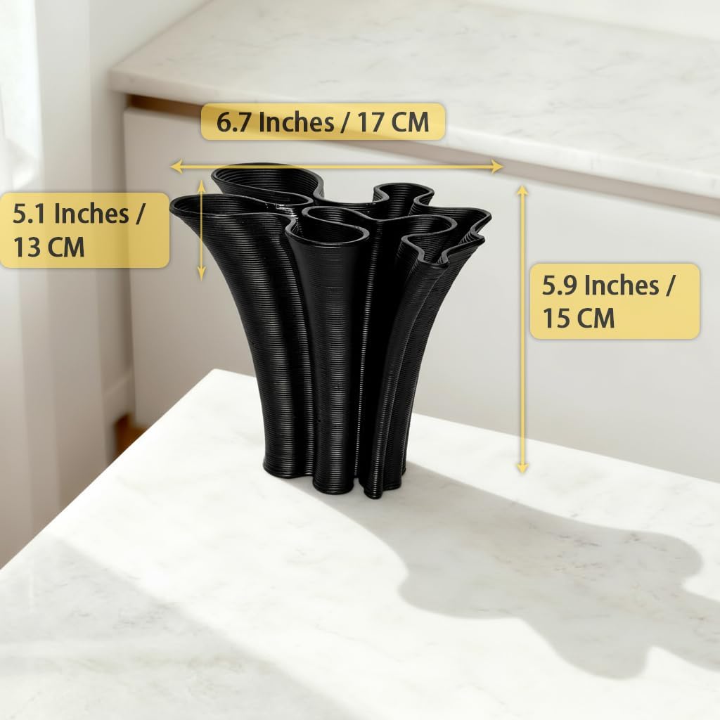 Black Ceramic Vase / Black-b, 5.9 Inch