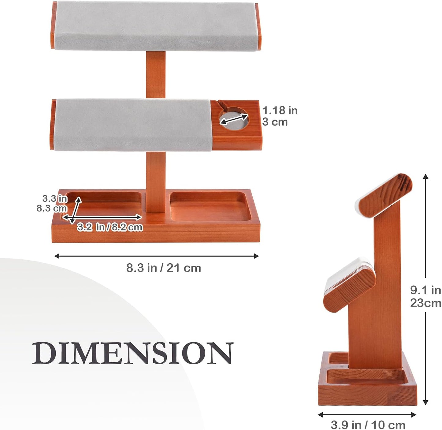 ProCase Wood Watch Display Stand Holder for Men, Wristwatch Tower with T-Bar Design, Hanging Watch Rack, Wooden Wrist