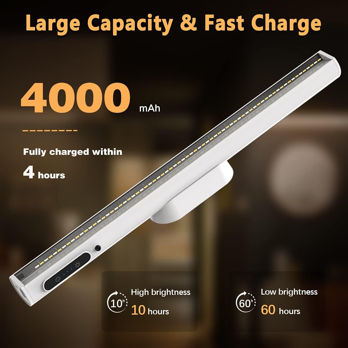 Hapfish Battery Powered Operated Wall Strip Lights, Magnetic LED Light Bar | Rechargeable with Remote,Dimmable Desk