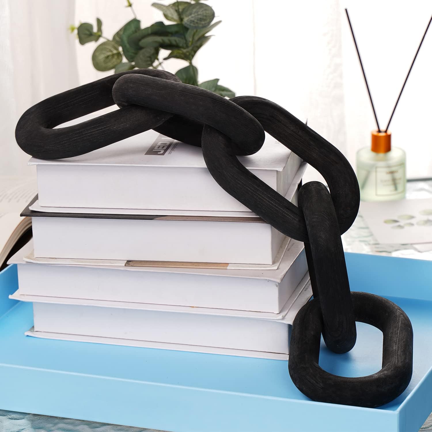 5 Link Chain Decor Hand-Carved Wooden Aesthetic Crafts / Black