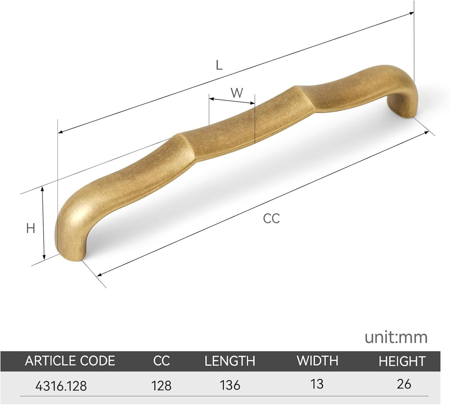 Solid Brass Cabinet Pulls Hole Center Drawer Pulls Unique Cabinet Handles Brass / 5 Inch / Set of 3