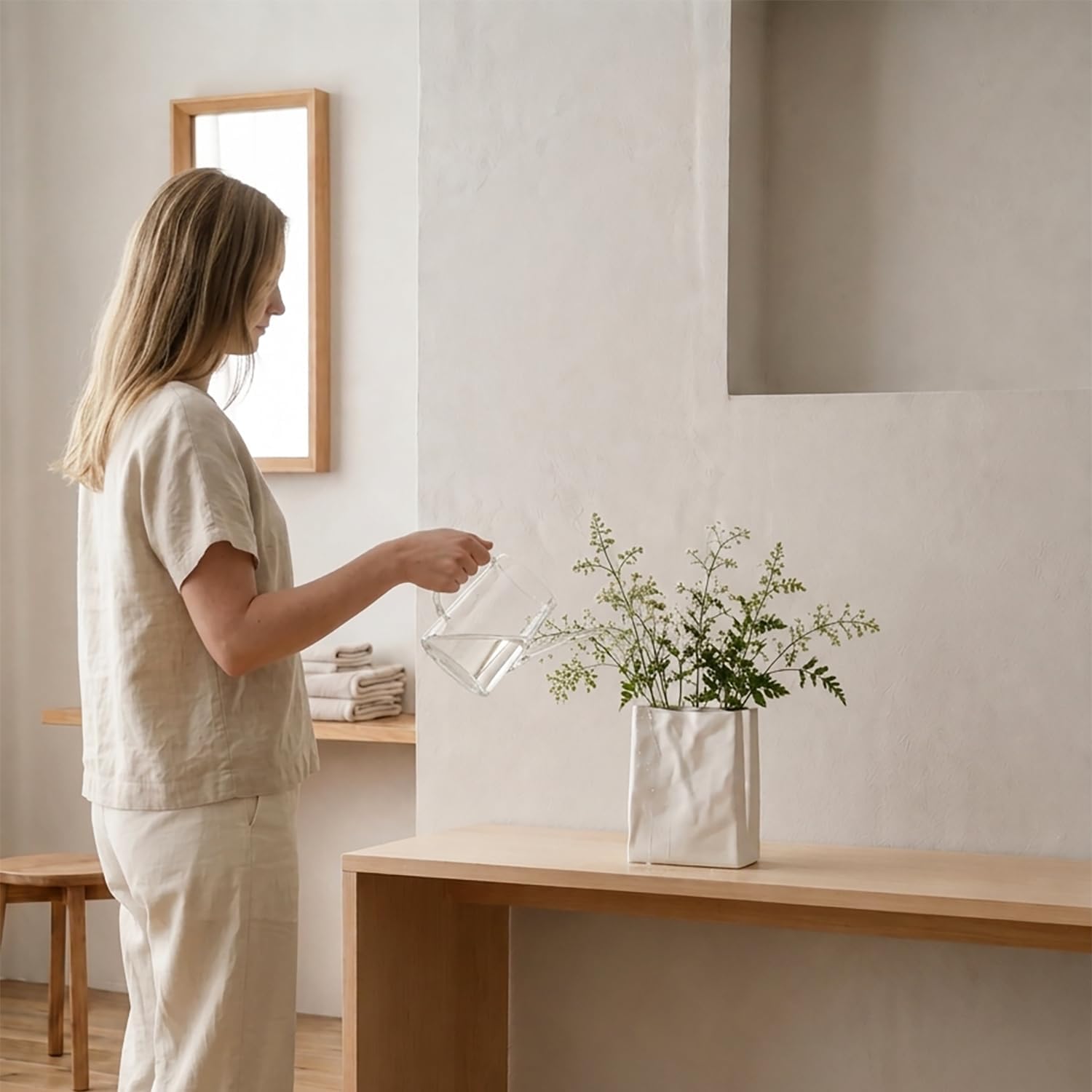 Crinkle Paper Bag Shape Ceramic Vase