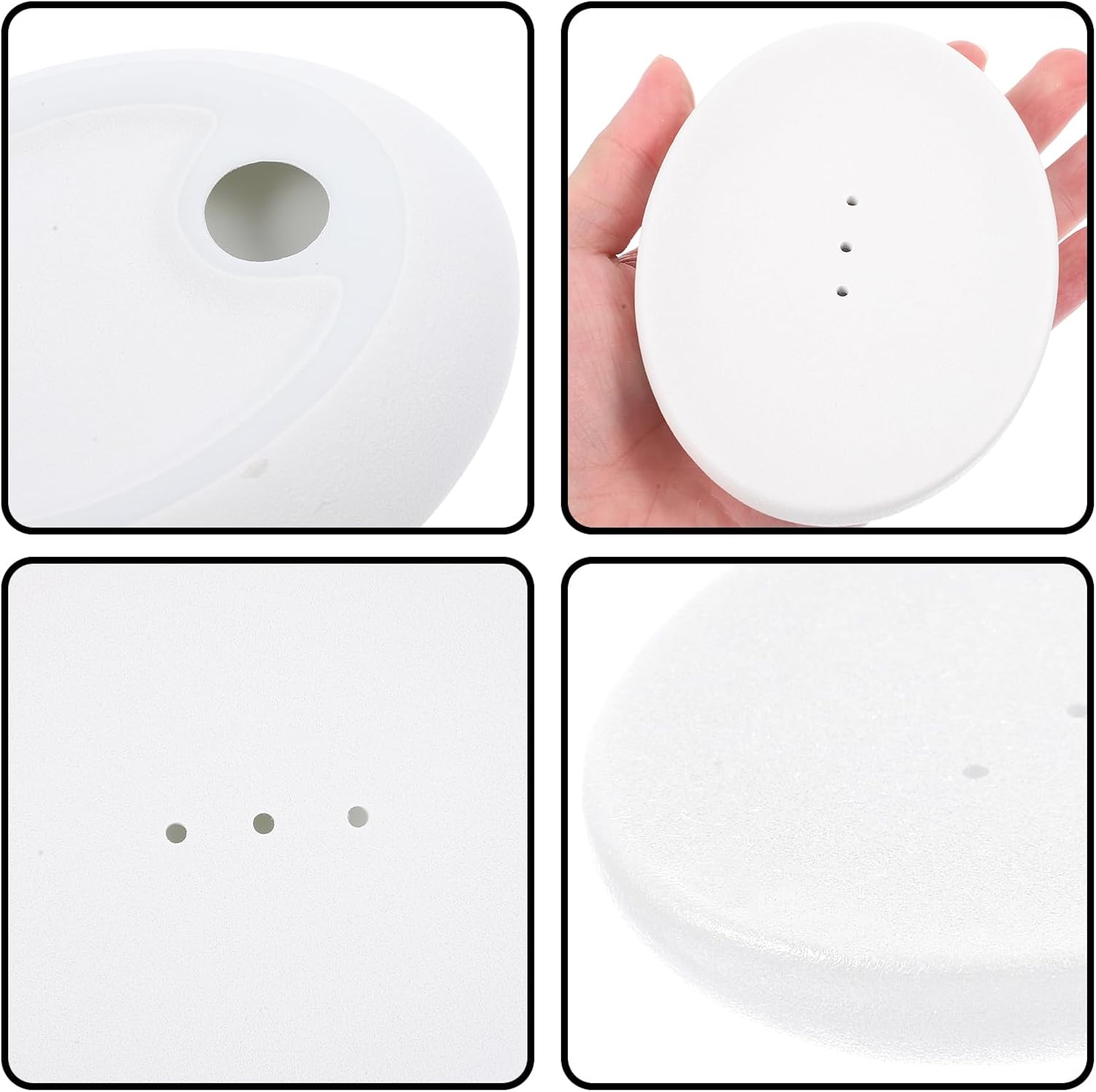 Ceramic Soap Dish In Oval Soap Holder / White / 4.60 x 3.34 x 0.78