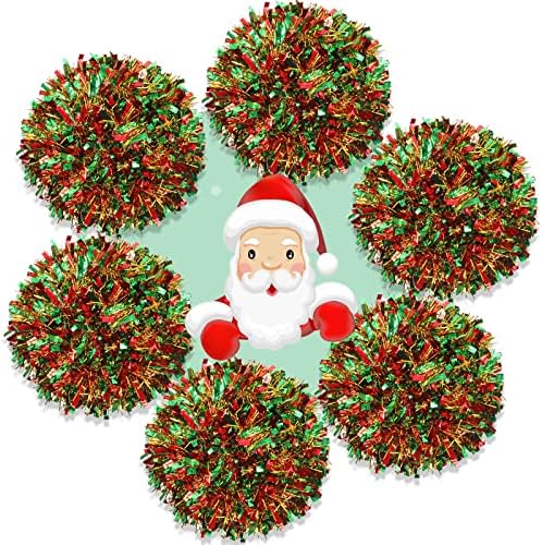 Shappy 90 ft 6 Rolls Christmas Tinsel Garland for Tree, Red, Gold, Green