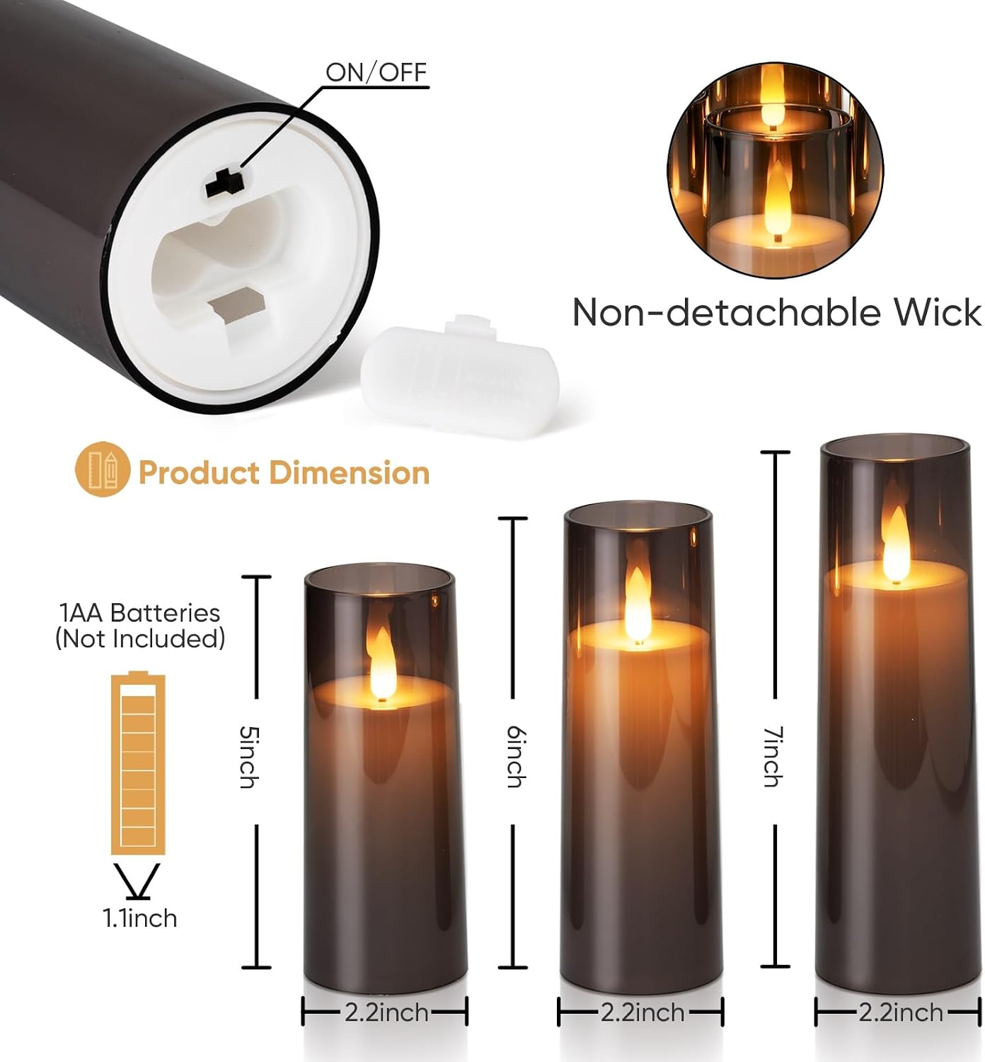 Homemory Decorative Flameless Candles, Battery Operated Candles with Remote & Timer, Flickering Led Pillar Candles
