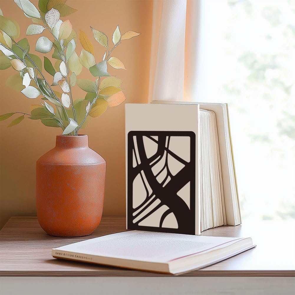 Metal Bookends for Desk Organizer / Abstract / Black