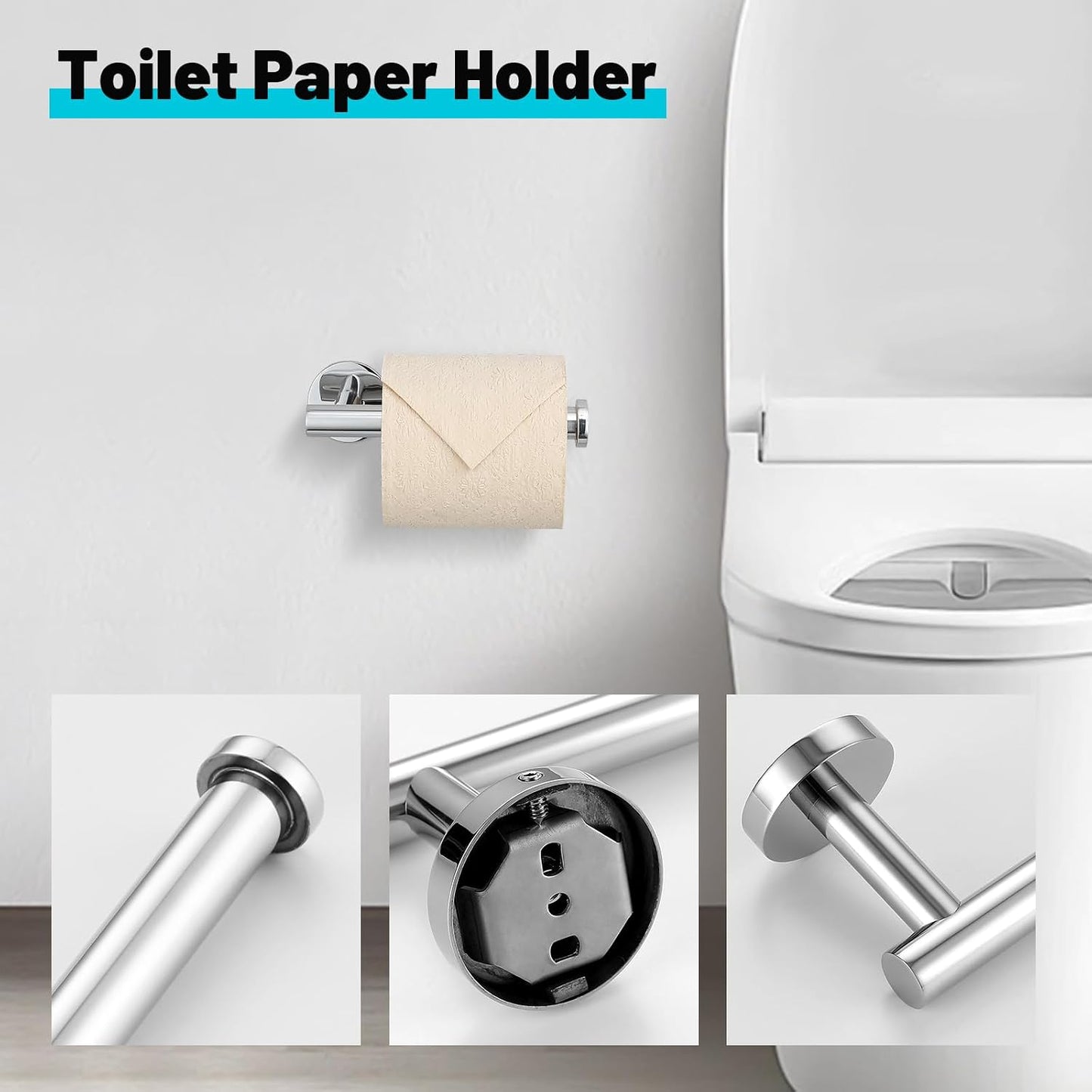 Chrome Bathroom Hardware Set,10 Pieces Towel Bar Towel Holder Set Includes Towel Bar, Toilet Paper Holder,Towel Ring