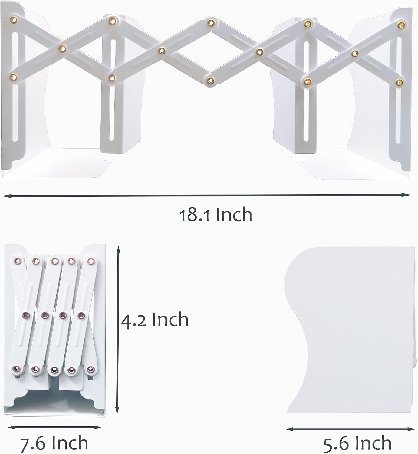 Metal Bookends / Book Stopper / White-new
