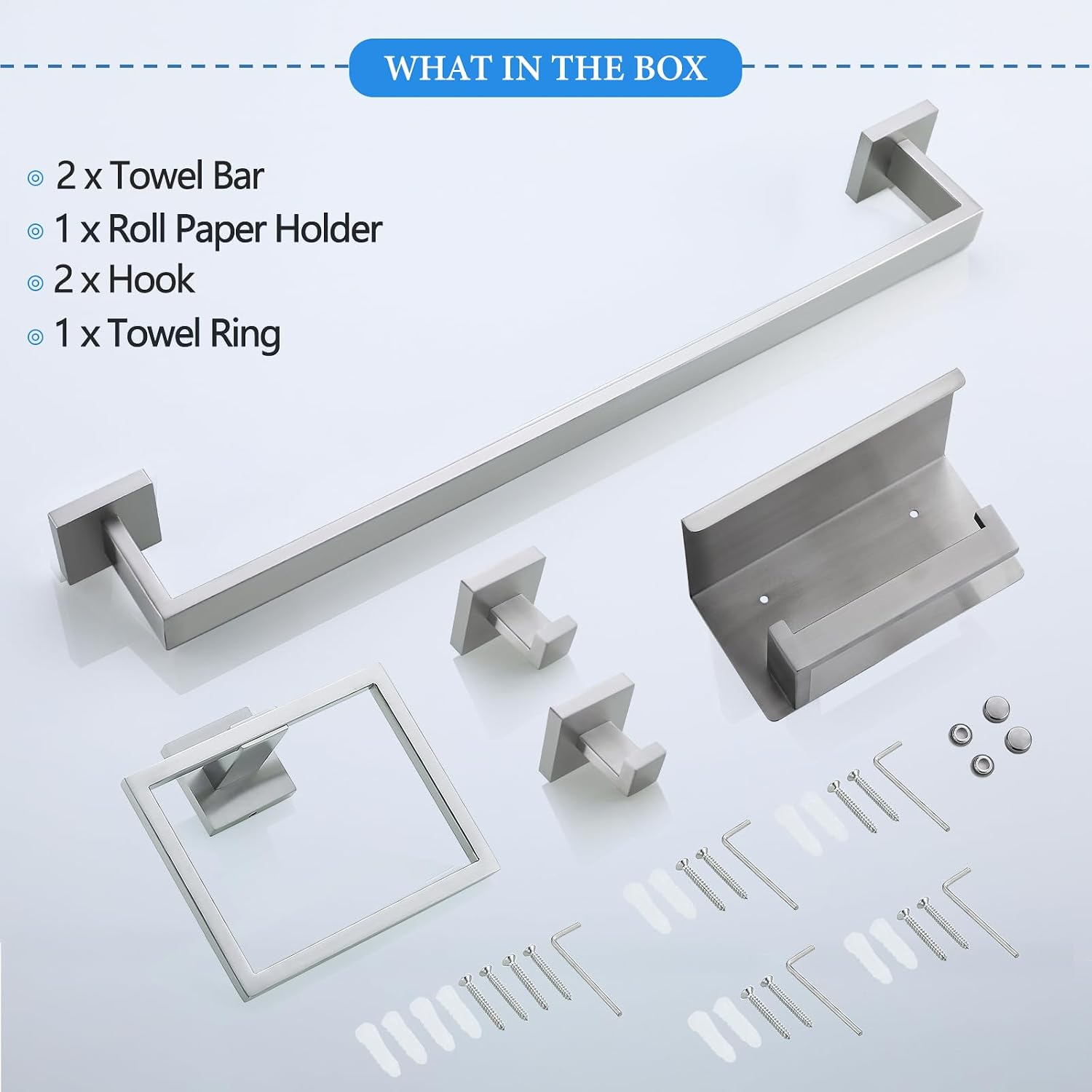 Brushed Nickel Bathroom Towel Bar Set Bathroom Accessories Hardware Set Including Double Towel Bar Towel Ring Coat Hook