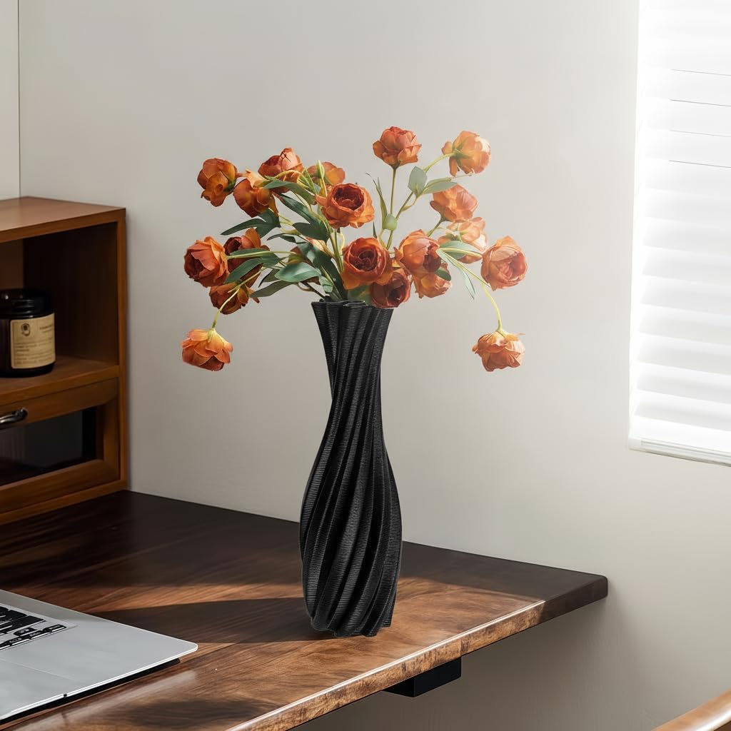 Black Ceramic Decorative Vase / Black-a, 12 Inch