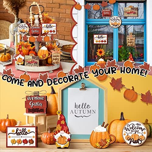 BBTO 13 Set Fall Tiered Tray Decor Rustic Farmhouse 3D Layered Wooden Signs