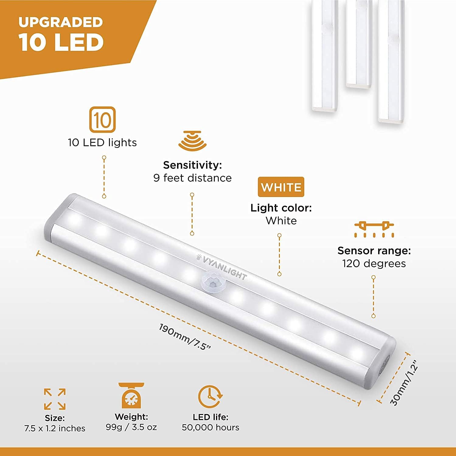Under Cabinet Lighting – Motion Sensor Closet Lights, Battery Operated LED Strip Light Bar, Stick-On Wireless Indoor
