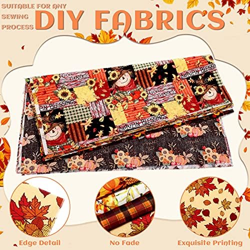 Tatuo 10 Pcs Fall Cotton Fat Quarters Thanksgiving Pumpkin Maple 19.7"