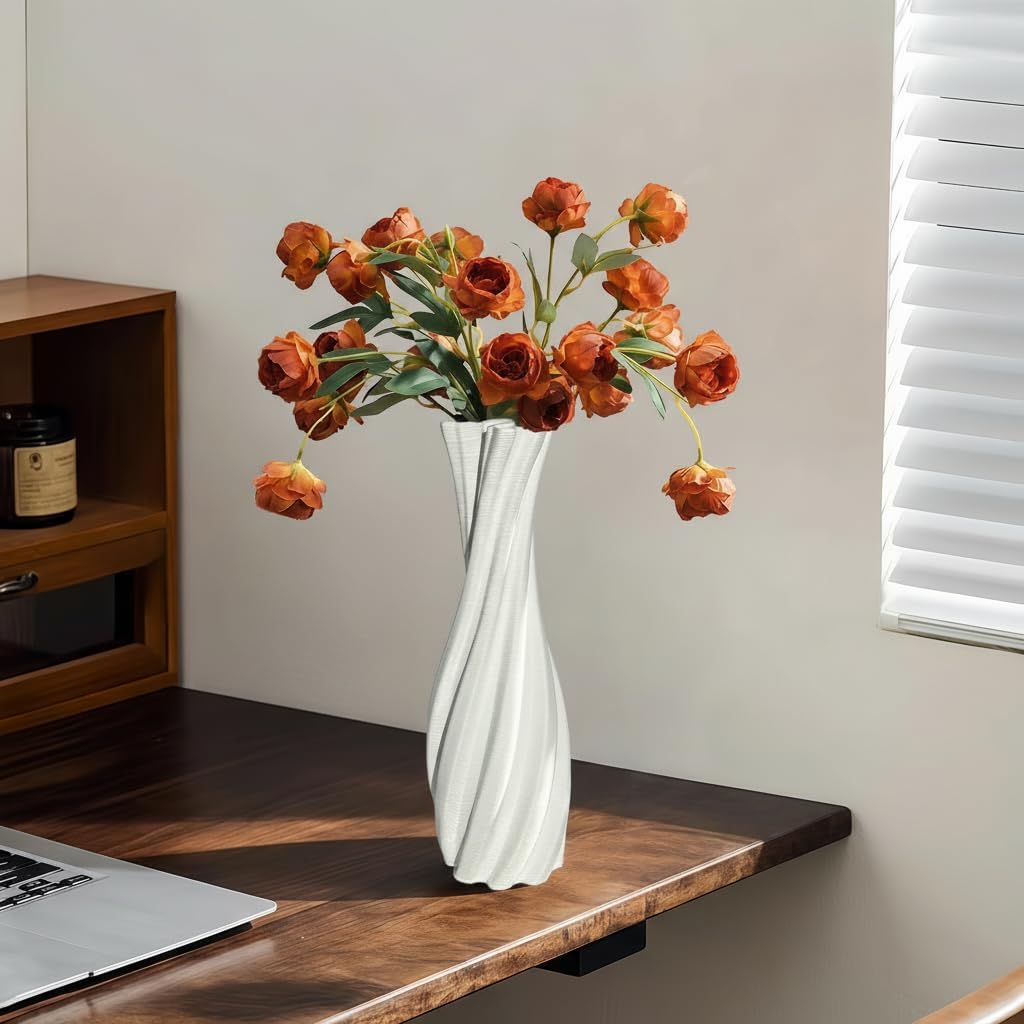 White Ceramic Decorative Vase / White-a, 12 Inch